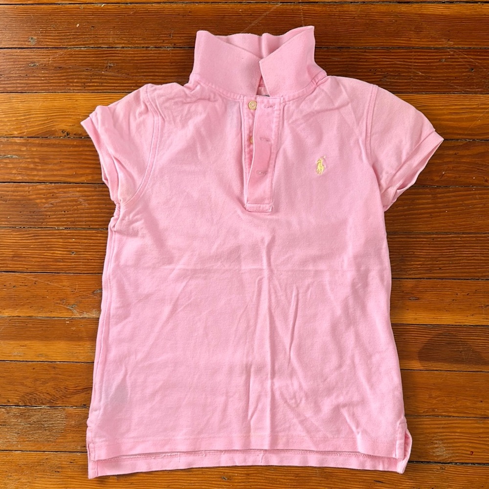 Vintage Ralph Lauren Pink Collared T Button Shirt Size L (12-15) KIDS SIZE
